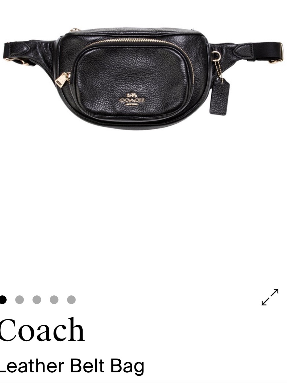 Coach Black Pebbled Leather Waist Bag with Gold Hardware